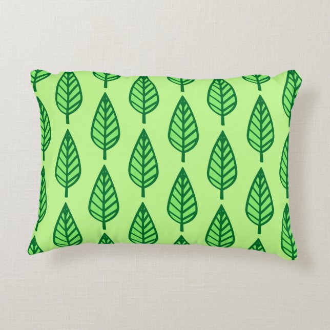 Beech leaf pattern - shades of green accent pillow (Back)