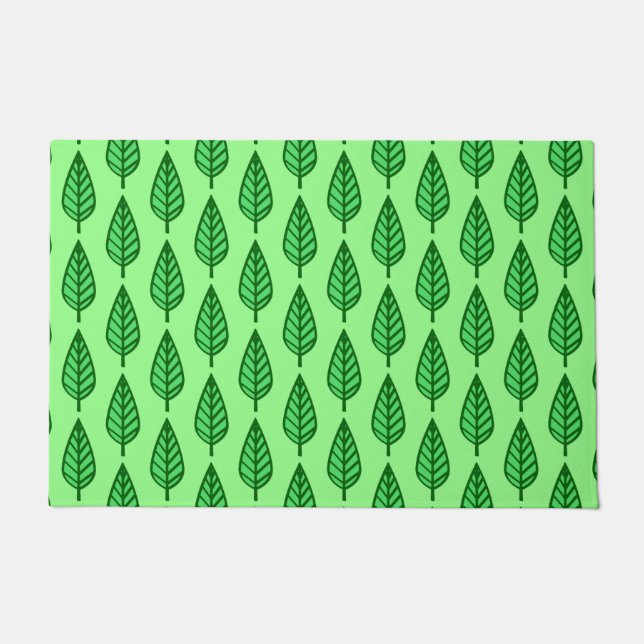 Beech Leaf Pattern, Shades of Green Doormat (Front)