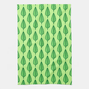 Beech leaf pattern - shades of green kitchen towel