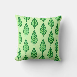 Beech leaf pattern - shades of green throw pillow