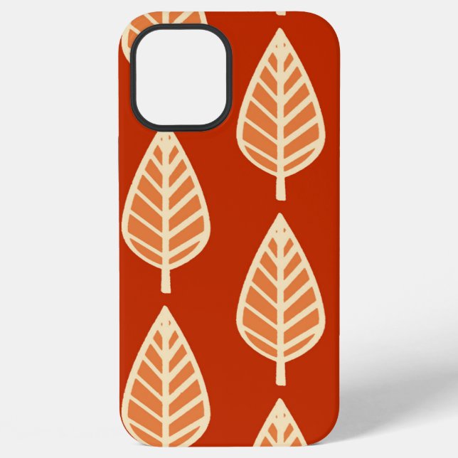 Beech leaf pattern - Shades of mandarin orange iPhone Case (Back)