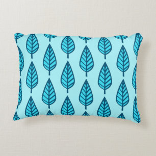 Beech leaf pattern - Shades of sky blue Accent Pillow