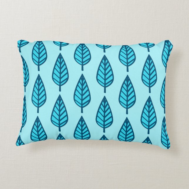 Beech leaf pattern - Shades of sky blue Accent Pillow (Back)