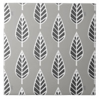 Beech Leaf Pattern, Silver Grey, Graphite & White