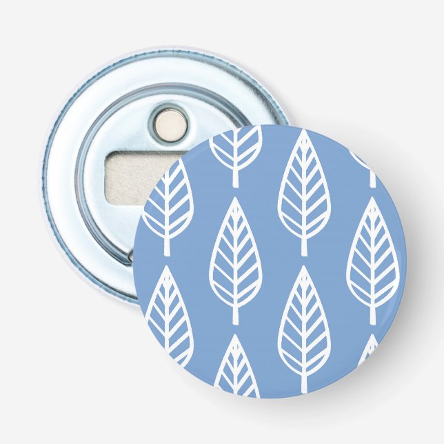 Beech leaf pattern - Sky blue and white Bottle Opener (Front)