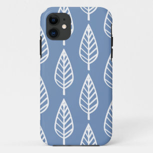 Beech leaf pattern - Sky blue and white iPhone 11 Case