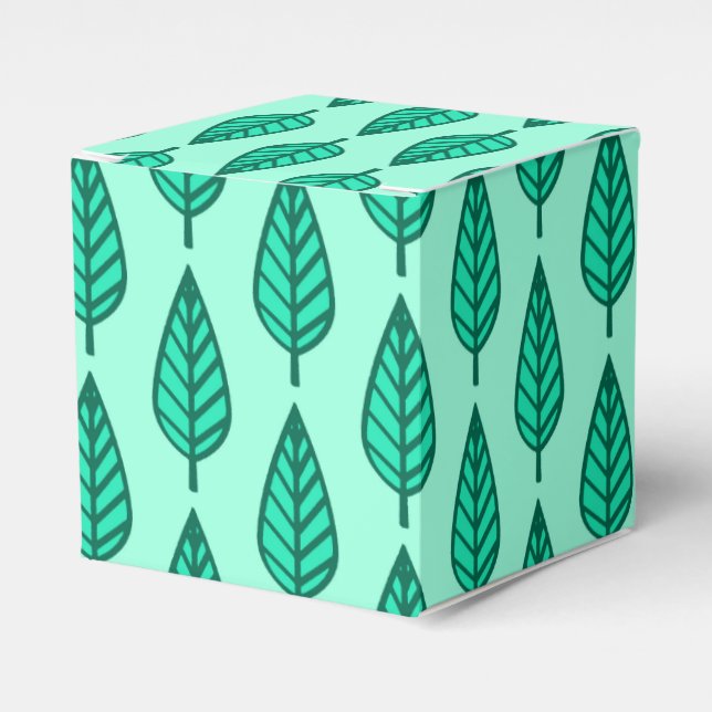 Beech leaf pattern - Turquoise and aqua Favor Box (Front Side)