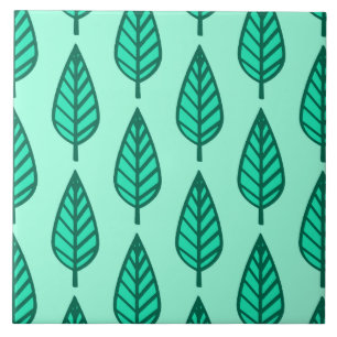 Beech leaf pattern - Turquoise and aqua Tile