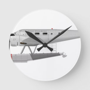 Beech Model 18 on Floats Round Clock