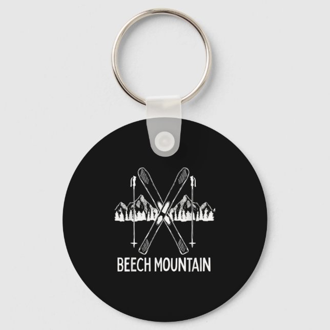 Beech Mountain North Carolina NC Retro Skiing Keychain (Front)