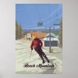 Beech Mountain North Carolina Ski Resort Travel Poster