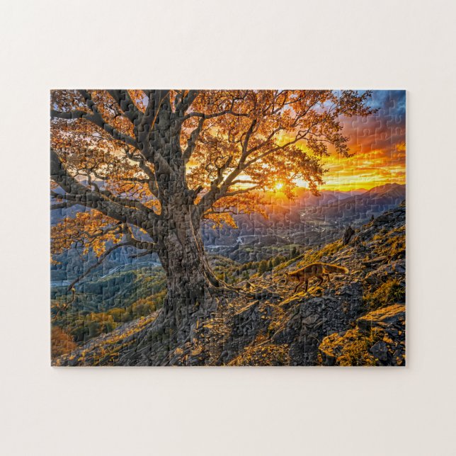 Beech on hillside with fox jigsaw puzzle (Horizontal)