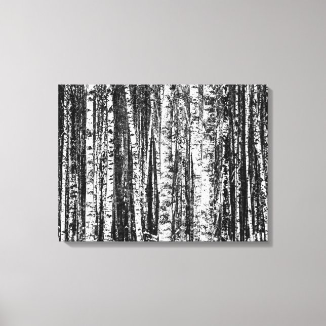Beech Trees, White and Charcoal Grey / Grey Canvas Print (Front)