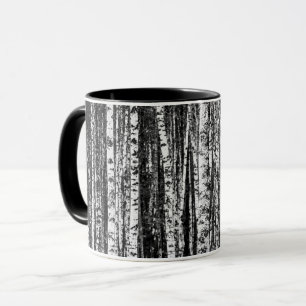 Beech Trees, White and Charcoal Grey / Grey Mug