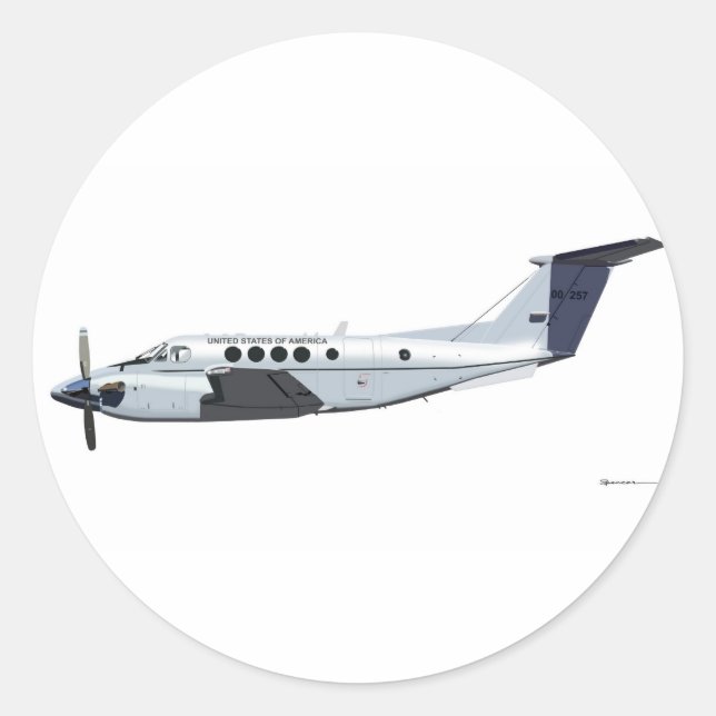 Beechcraft C-12 Huron Classic Round Sticker (Front)