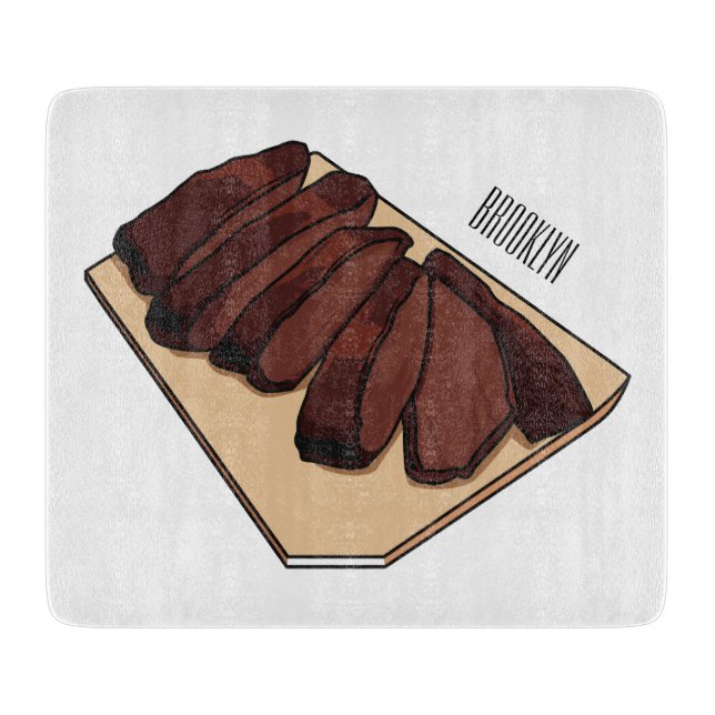 Beef brisket cartoon illustration  cutting board (Front)