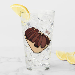 Beef brisket cartoon illustration glass