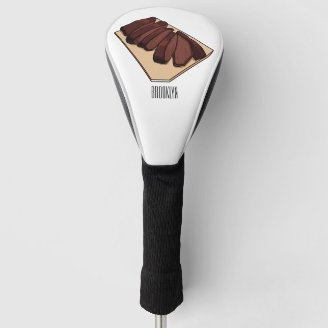 Beef brisket cartoon illustration golf head cover (Front)