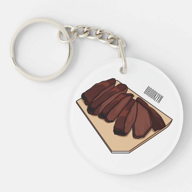 Beef brisket cartoon illustration  keychain (Front)