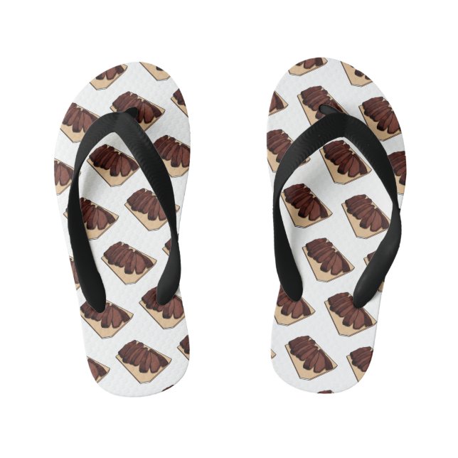 Beef brisket cartoon illustration kid's flip flops (Footbed)