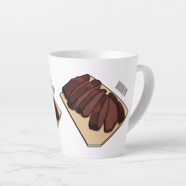 Beef brisket cartoon illustration latte mug (Right Angle)