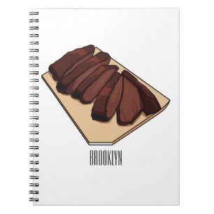 Beef brisket cartoon illustration notebook