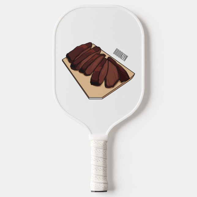 Beef brisket cartoon illustration  pickleball paddle (Front)