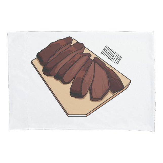 Beef brisket cartoon illustration  pillowcase (Front)