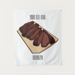 Beef brisket cartoon illustration  tapestry