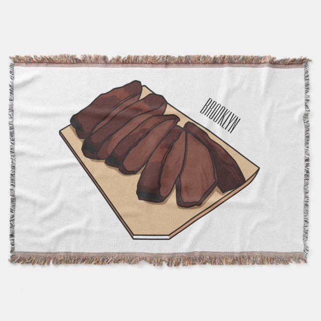 Beef brisket cartoon illustration throw blanket (Front)