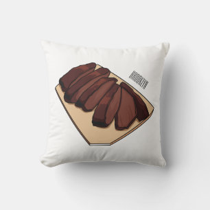 Beef brisket cartoon illustration  throw pillow