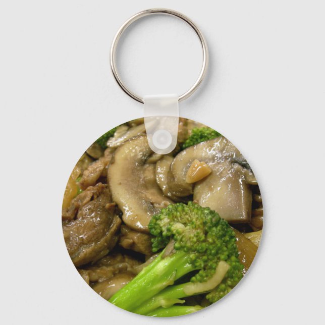 Beef, broccoli & mushroom stir fry keychain (Front)