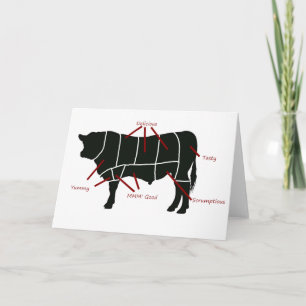 Beef Butcher Chart - Tasty Delicious Yummy Beef! Card