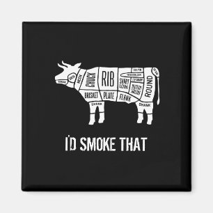 Beef Butcher Chef Cook Funny Smoke That Magnet