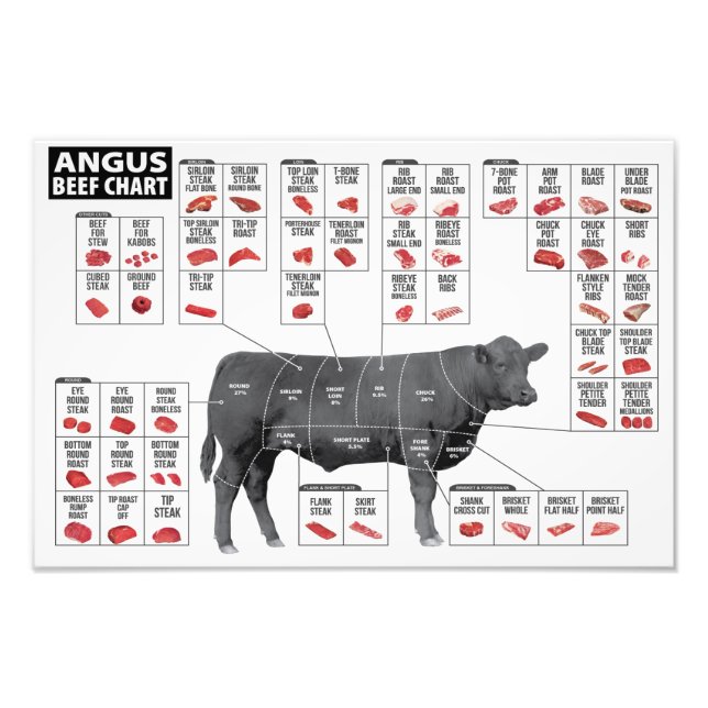 Beef Cuts Chart  Photo Print (Front)
