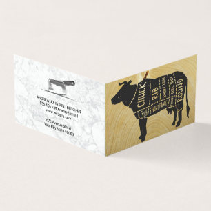 Beef Diagram Butchers Knife Business Card