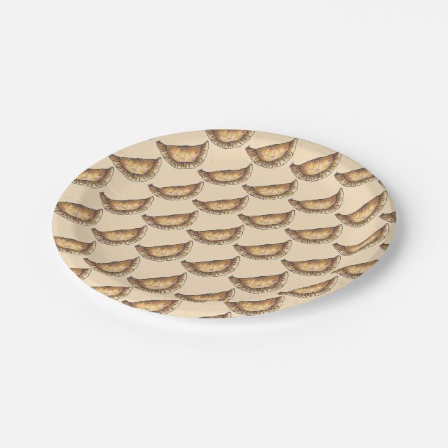 Beef Empanadas Spanish Latin American Food Pastry Paper Plate (Angled)