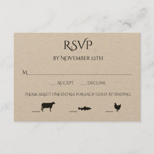 Beef Fish Chicken 3 Entree Choice Wedding RSVP