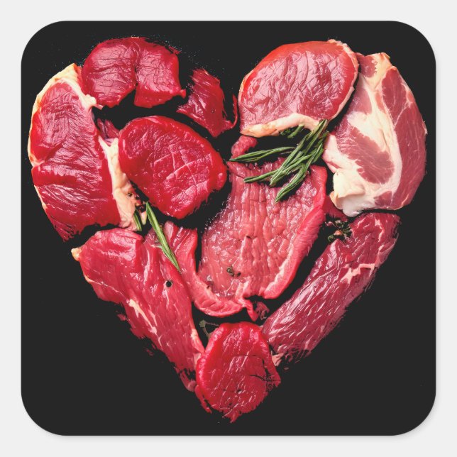 Beef Heart Meat Lovers Raw BBQ  Square Sticker (Front)