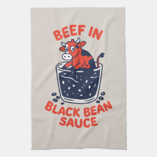 Beef in Black Bean Sauce Fun Design Kitchen Towel