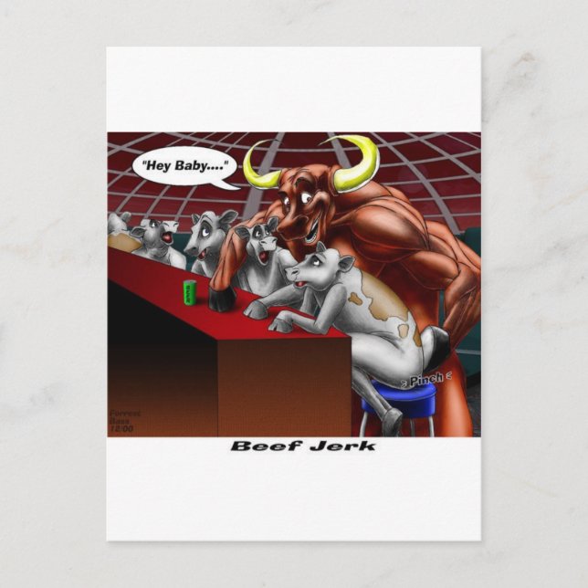 Beef Jerky Origins Funny Cow & Bull Cartoon Gifts Postcard (Front)