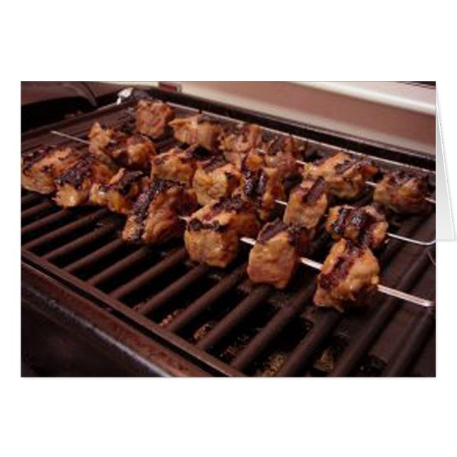 Beef Kabobs on Grill Card (Front Horizontal)