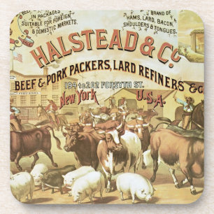 Beef & Pork Packers, c.1880 (colour litho) Coaster