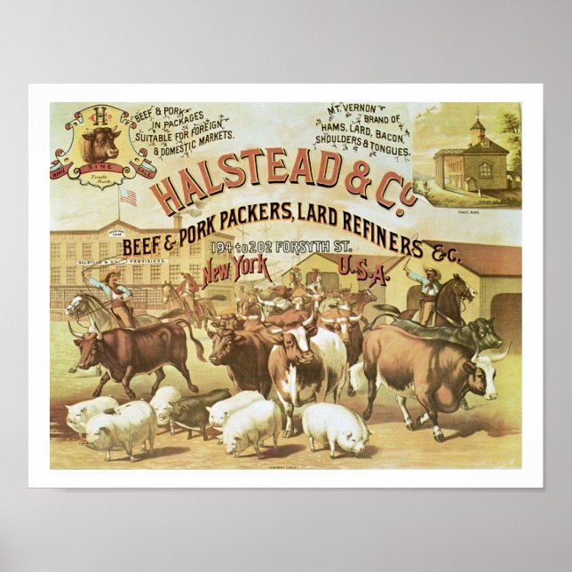 Beef & Pork Packers, c.1880 (colour litho) Poster (Front)