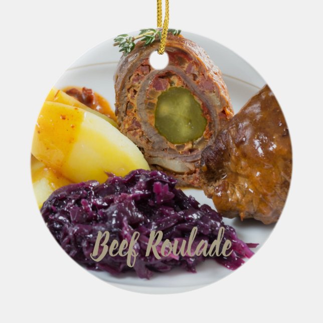 Beef Roulade with potatoes and red cabbage kitchen Ceramic Ornament (Front)