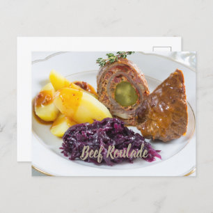 Beef Roulade with potatoes and red cabbage kitchen Holiday Postcard