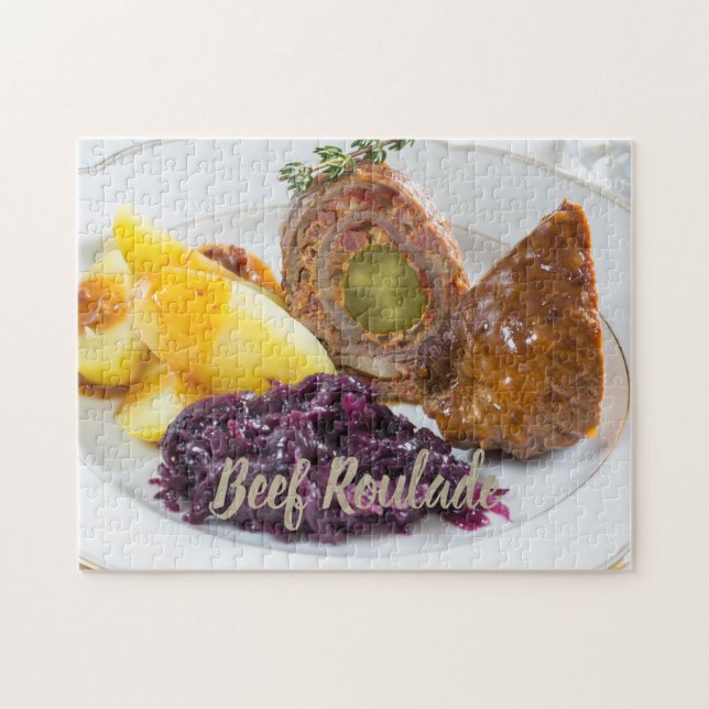 Beef Roulade with potatoes and red cabbage kitchen Jigsaw Puzzle (Horizontal)