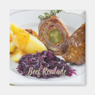 Beef Roulade with potatoes and red cabbage kitchen Magnet