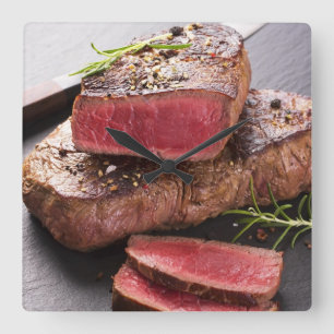 Beef steak square wall clock