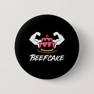 Beefcake Gym Fitness Muscle Cake Weightlifting Bod 2 Inch Round Button